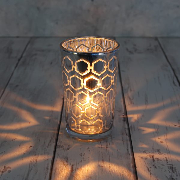 Richland Silver Hexagonal Glass Holder - Large Set of 12 Online