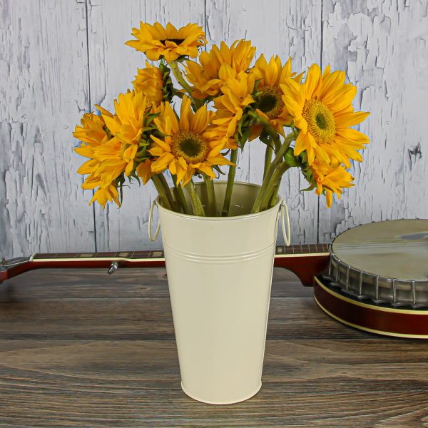 11  Cream Flower Market Bucket with Handles Online Hot Sale - Image 2